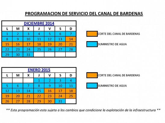 calendario canal de bardenas