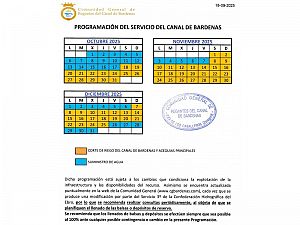 programacion del servicio del canal de bardenas PROGRAMACION DEL SERVICIO DEL CANAL DE BARDENAS 18-09-2025